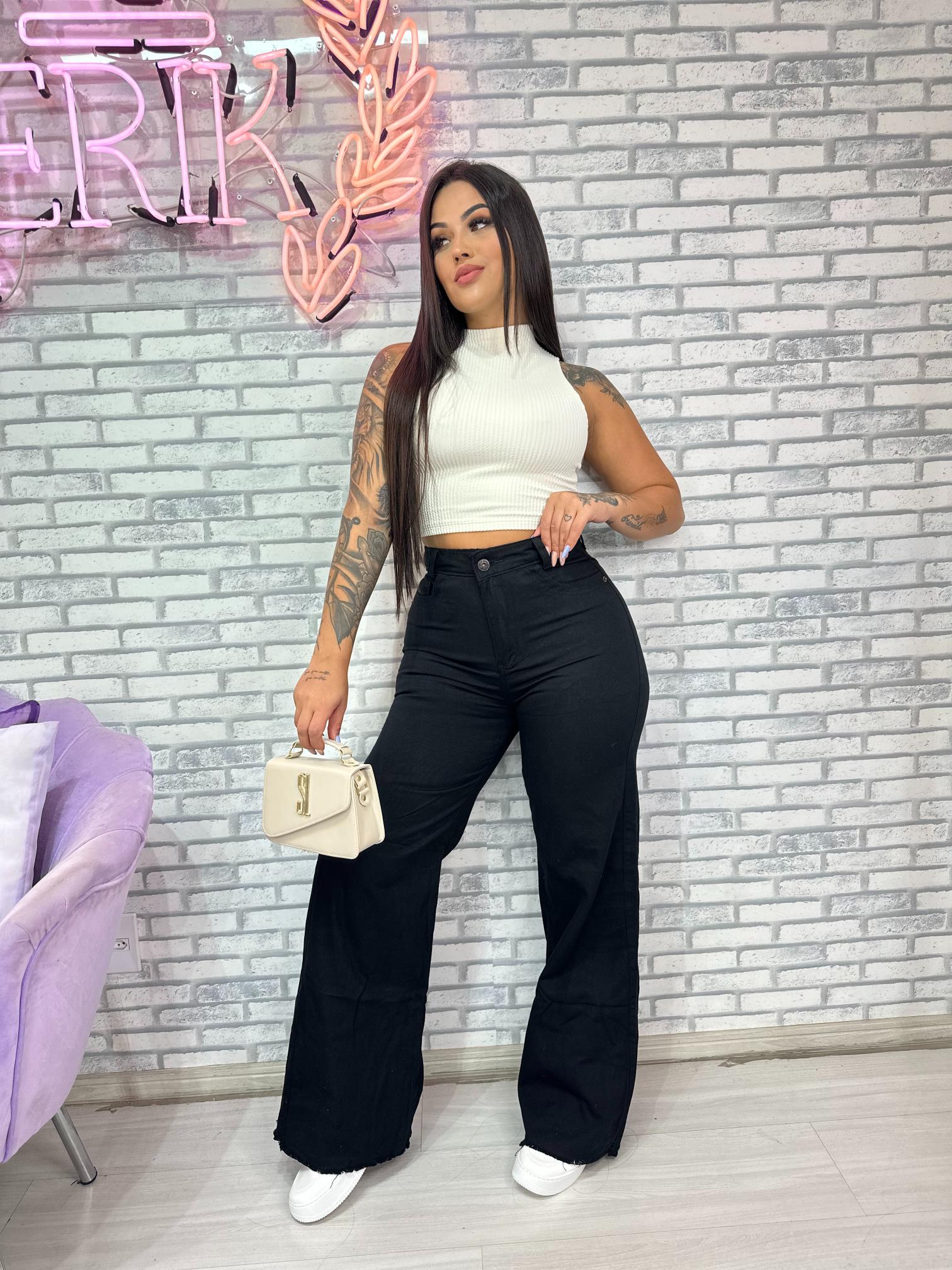 CALÇA WIDE LEG MAIS ESTILOSA BLACK 01